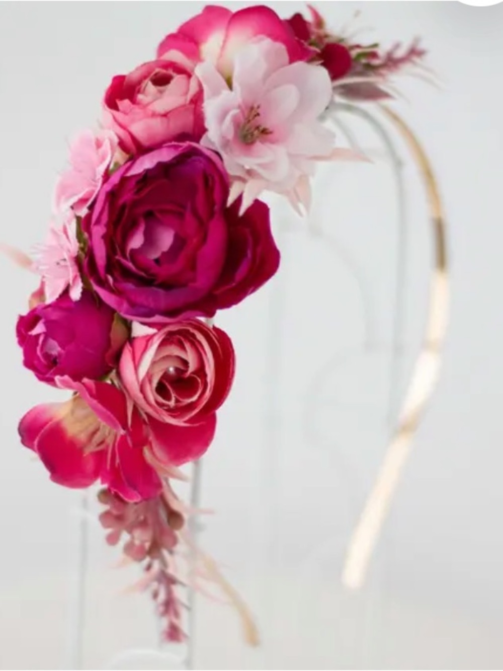 Real flowers. Carefully preserved. Meant to last years. Pink floral headband.